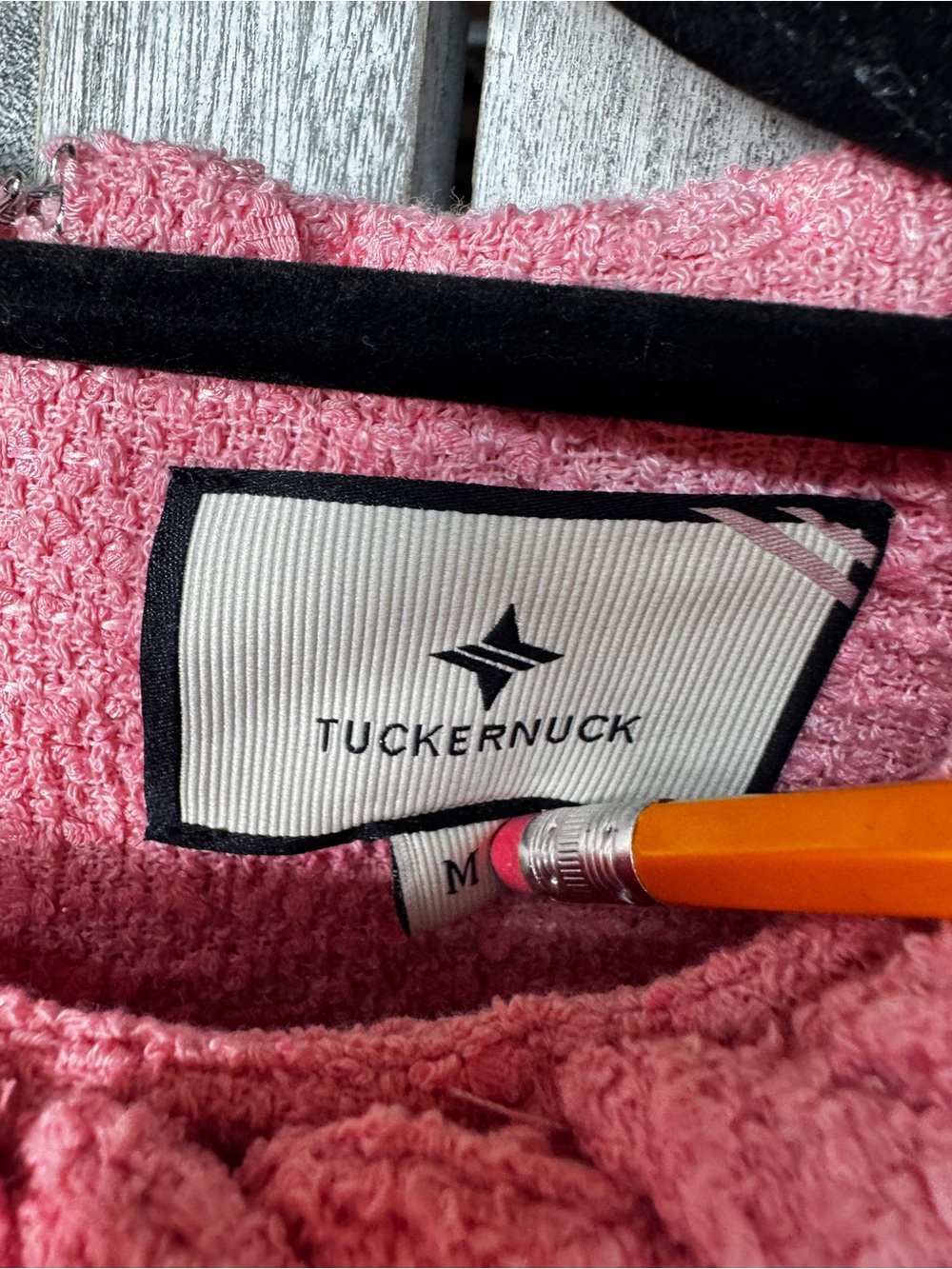 Tuckernuck Blossom Pink Tweed Jackie Dress Size M Gold Buttons - Picture 6 of 14